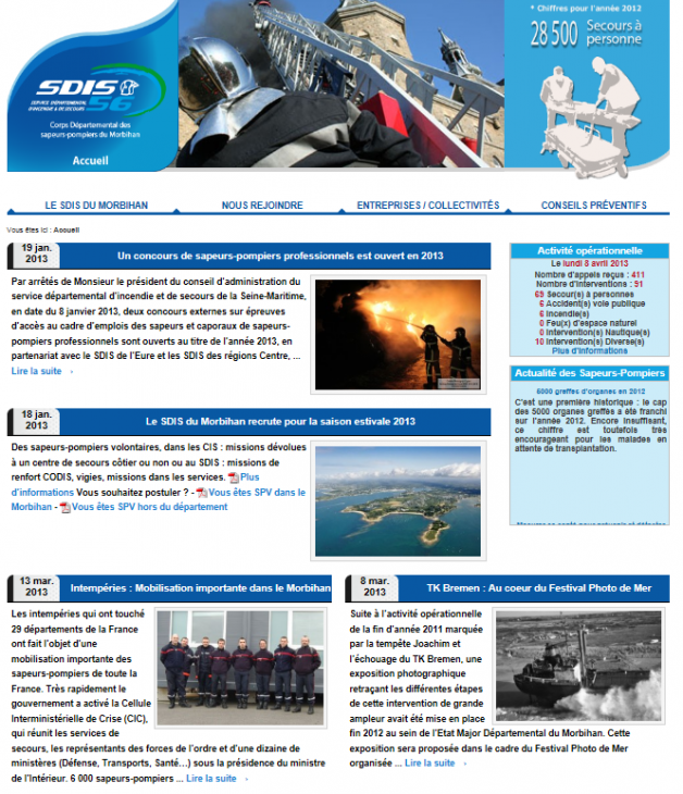 Aperçu du site version 2013